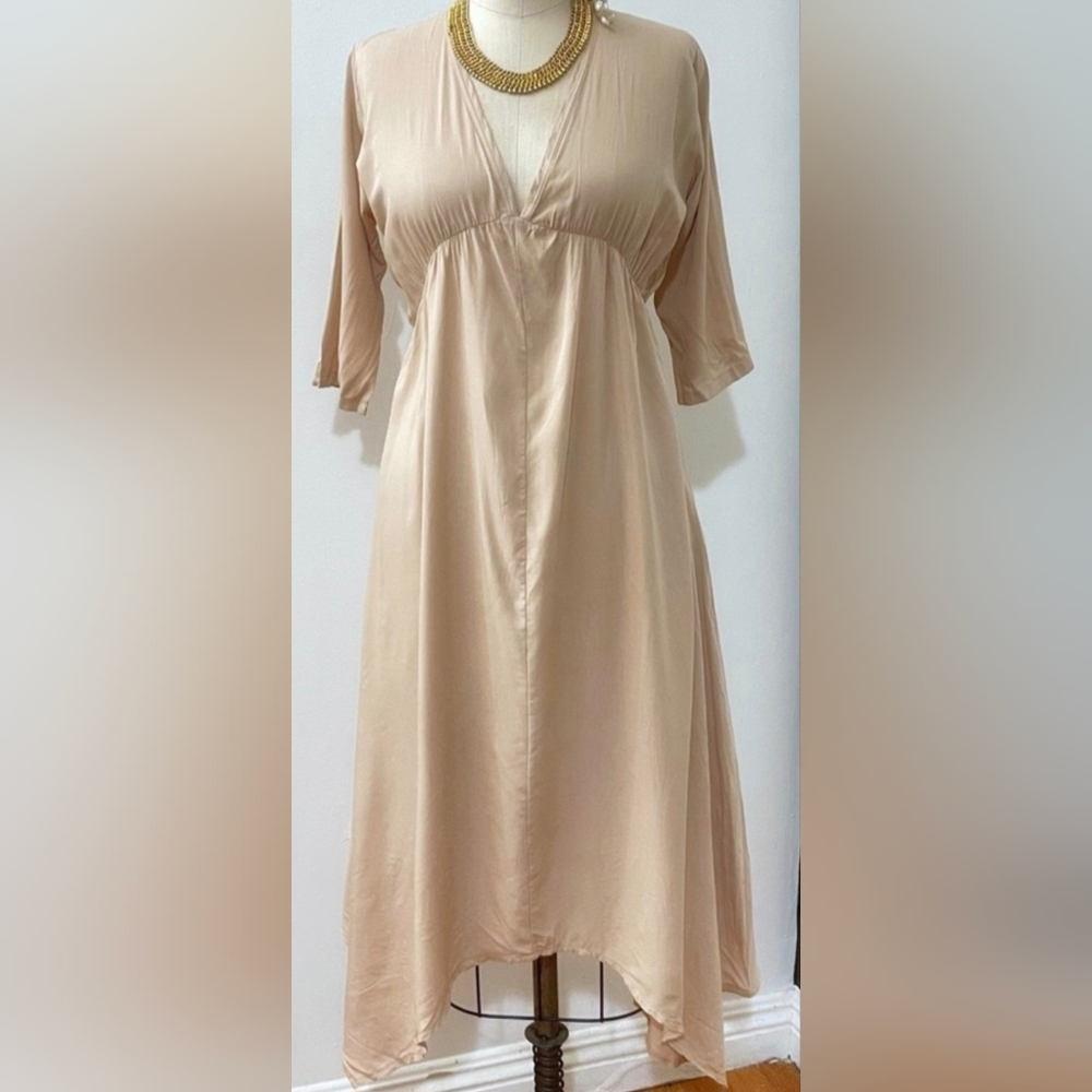 Elegant Beige Midi Dress